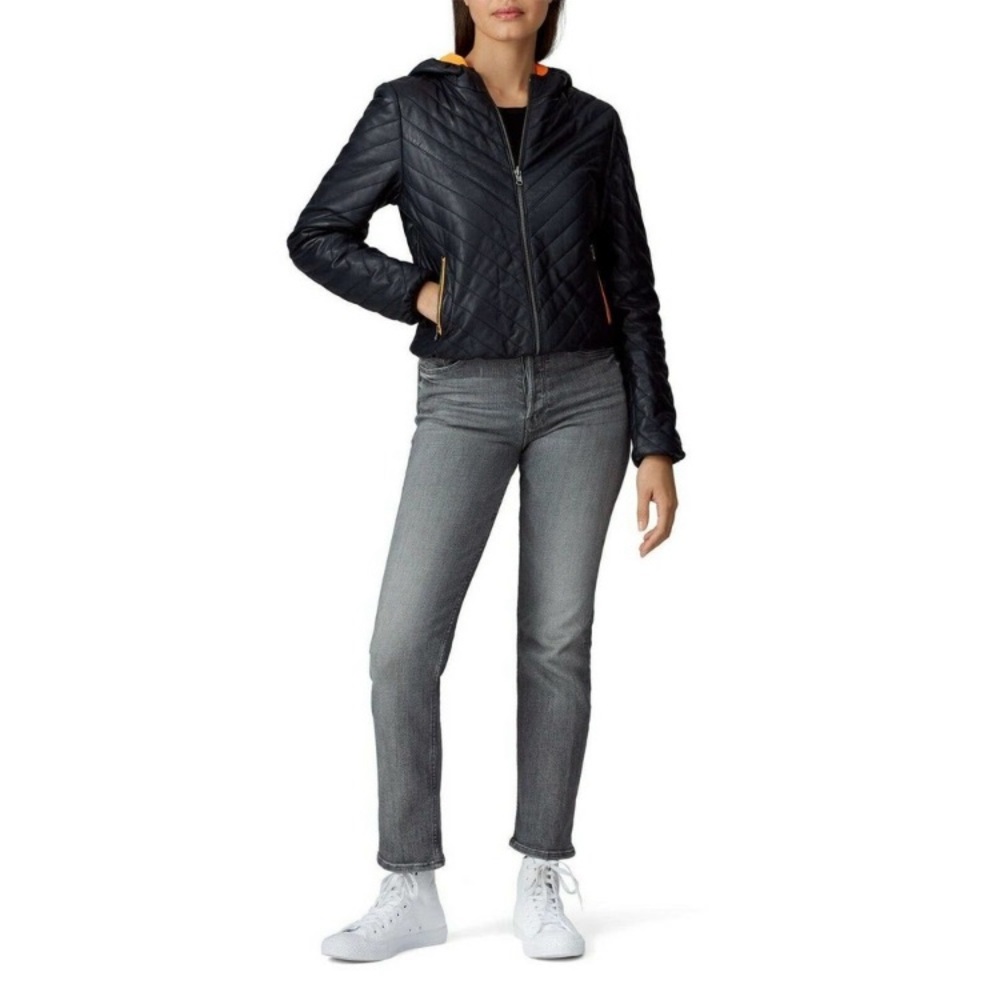 (A54) Samantha Sipos Reversible Puffer Jacket Hooded Chevron Zip Up, Size Small